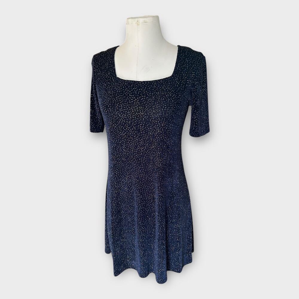 Vintage 90s Sparkly All Over Glitter Mini Dress Knit Ultra Dress sz 10 Swiftie